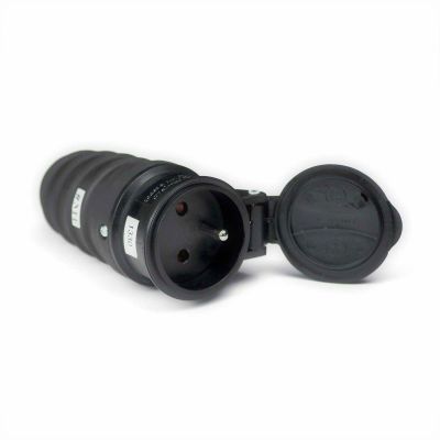 Hermetische Steckdose, IP44, schwarz - 1