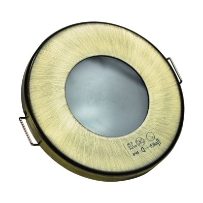 Halogen/LED Feuchtraum Einbaurahmen MR-16, Gx5,3 - messing-patiniert - 1