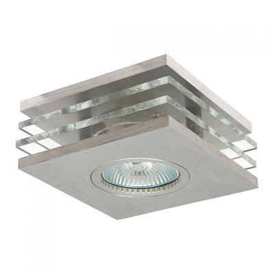 Deckeneinbaustrahler Glas / Aluminium quadratisch für LED / Halogenlampen - 0