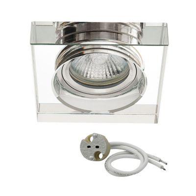 Einbaustrahler Spot Glas Gx5.3 GU5.3 Fassung Einbaulampe Deckeneinbauleuchte klar/silber - 1