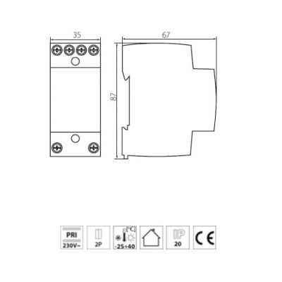 Klingeltransformator Klingeltrafo 8, 12 oder 24V - 1