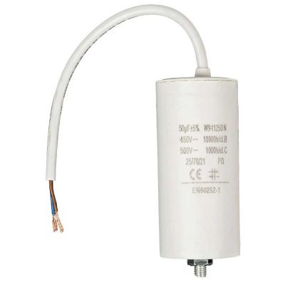 50.0 uF Betriebskondensator Motorkondensator 50 mF, 450 V + Kabel - 0