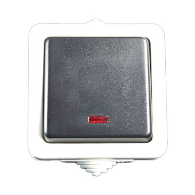 1-Wege Schalter, Treppenschalter Aufputz Feuchtraumschalter, Kontrollampe - 1