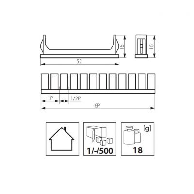 1 Riegel, 1 Stück  Blindstopfen Abdeckstreifen Verteiler für 6 Modulplätze - 1