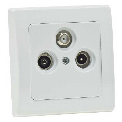 Antennendose TV+Radio+Sat inkl. Rahmen, UP, weiß - 0