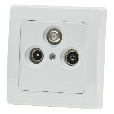 Antennendose TV+Radio+Sat inkl. Rahmen, UP, weiß - 1