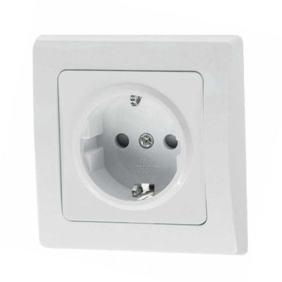 Schutzkontakt-Steckdose 250V~/ 16A, inkl. Rahmen, UP, weiß, schraubenlos - 1