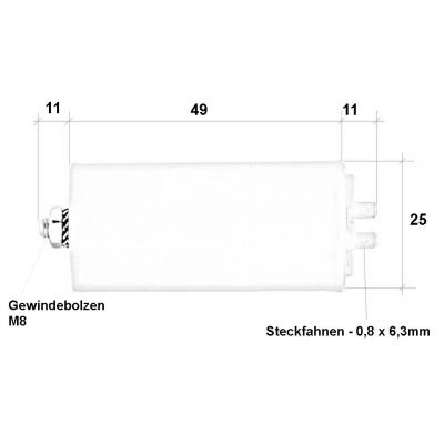 2 uF Motorkondensator Betriebskondensator 2 mF Steckanschluss Kondensator - 1