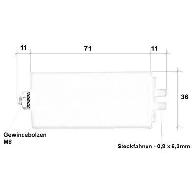 12 uF Motorkondensator Betriebskondensator 12 mF Steckanschluss Kondensator - 1