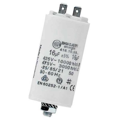 16 uF Motorkondensator Betriebskondensator 16 mF Steckanschluss Kondensator - 0