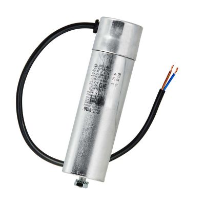 40 uF Motorkondensator Betriebskondensator 40 mF Kondensator Kabelanschluss Alubecher - 0