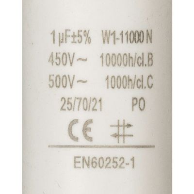 1.0 uF Betriebskondensator Motorkondensator 1,0mF / 450 V - 1
